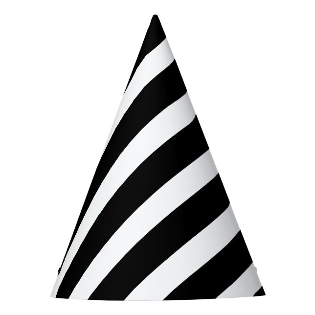 Classic Solid White and Black Striped Stylish Party Hat (Front)