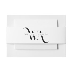 Classic Sophisticated Monogram Modern Wedding Invitation Belly Band