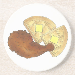Classic Soul Food Fried Chicken and Waffles Diner Coaster