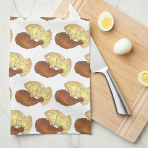 Classic Soul Food Fried Chicken and Waffles Diner Kitchen Towel
