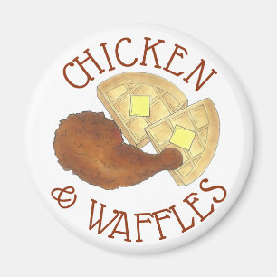 Classic Soul Food Fried Chicken and Waffles Diner Magnet