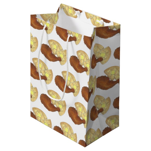 Classic Soul Food Fried Chicken and Waffles Diner Medium Gift Bag (Front Angled)