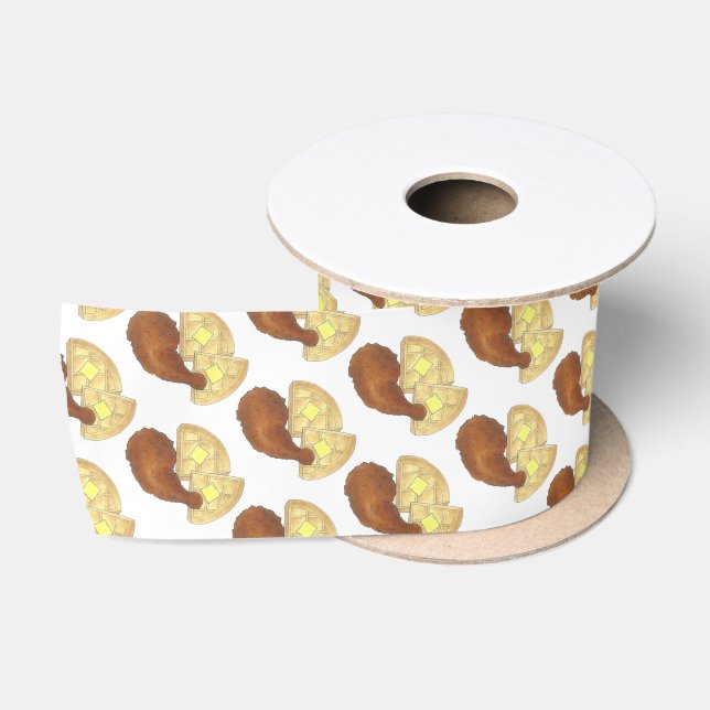 Classic Soul Food Fried Chicken and Waffles Diner Satin Ribbon (Spool)