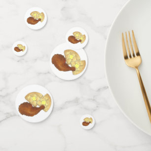 Classic Soul Food Fried Chicken and Waffles Dinner Confetti