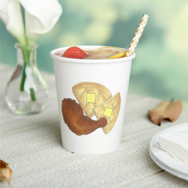 Classic Soul Food Fried Chicken and Waffles Dinner Paper Cups (Insitu)
