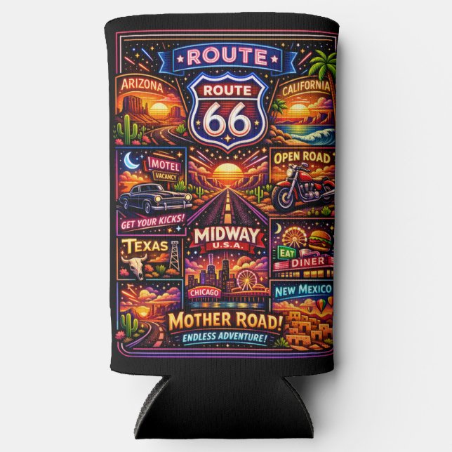 Classic Southwest Interstate Neon Night Cruiser Seltzer Can Cooler (Front)