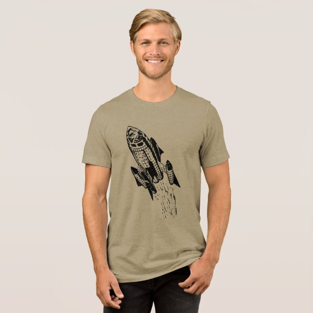 Classic Space Adventure - Rocket Retro Comic Tri-Blend Shirt (Front Full)