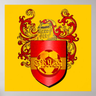 Classic Spanish Soccer Futbol coat of arms Poster