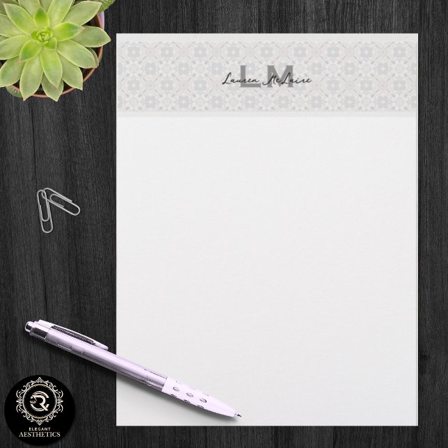 Classic Spanish Tile Monogram Branding Letterhead (Classic Spanish Tile Monogram Branding Letterhead)