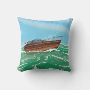 Classic Speedboat Throw Pillow