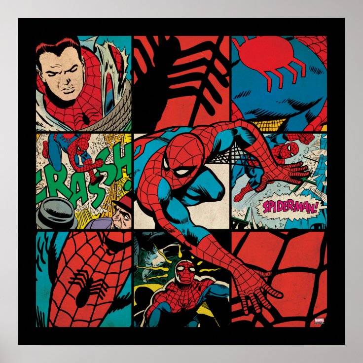 Classic Spider-Man Comic Book Pattern Poster | Zazzle