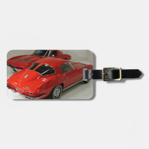 Classic Split Window Red Corvette Luggage Tag