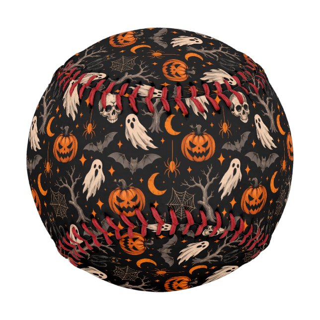 Classic, spooky Halloween patterned  Baseball (Front)