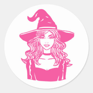 Classic Spooky Season Halloween Witch Round Sticker