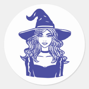 Classic Spooky Season Halloween Witch Round Sticker