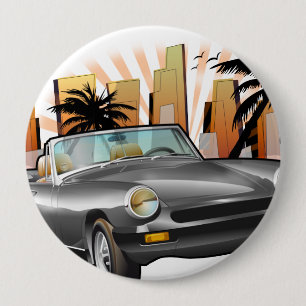 Classic sports car 4 inch round button