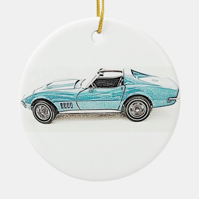 Classic Sports Car Ceramic Ornament (Front)