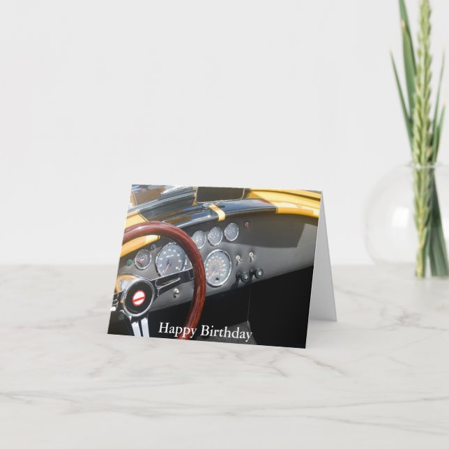 Classic Sports Car, Happy Birthday Card (Front)
