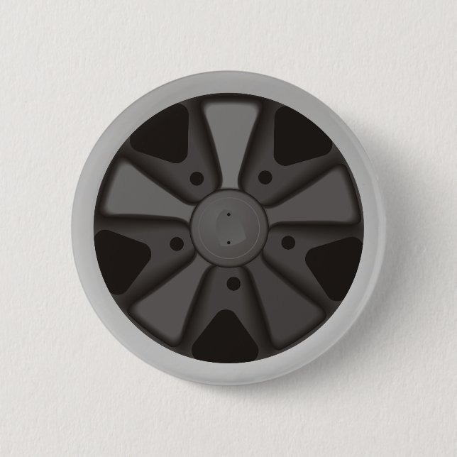 Classic sports car racing wheel used on 911 2 inch round button (Front)