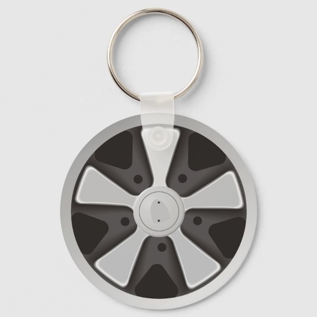 Classic sports car racing wheel used on 911 keychain (Front)