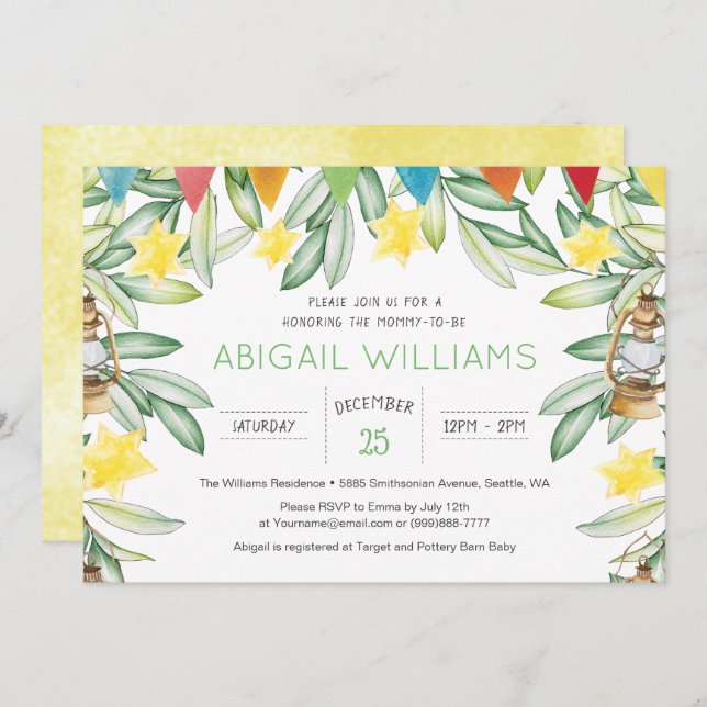 Classic Spring Garden Greenery Baby Shower Invitation (Front/Back)