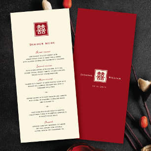 Classic Square Double Happiness 囍 Chinese Wedding Menu