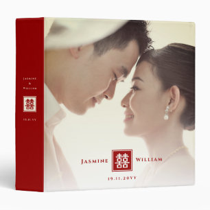 Classic Square Double Happiness Chinese Wedding Binder
