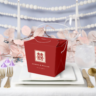 Classic Square Double Happiness Chinese Wedding Favor Box
