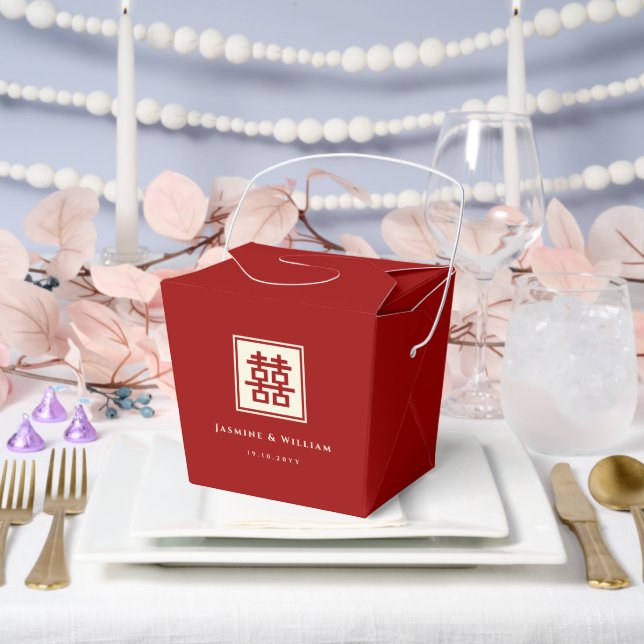 Classic Square Double Happiness Chinese Wedding Favor Box (Wedding)