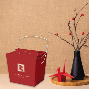 Classic Square Double Happiness Chinese Wedding Favor Box