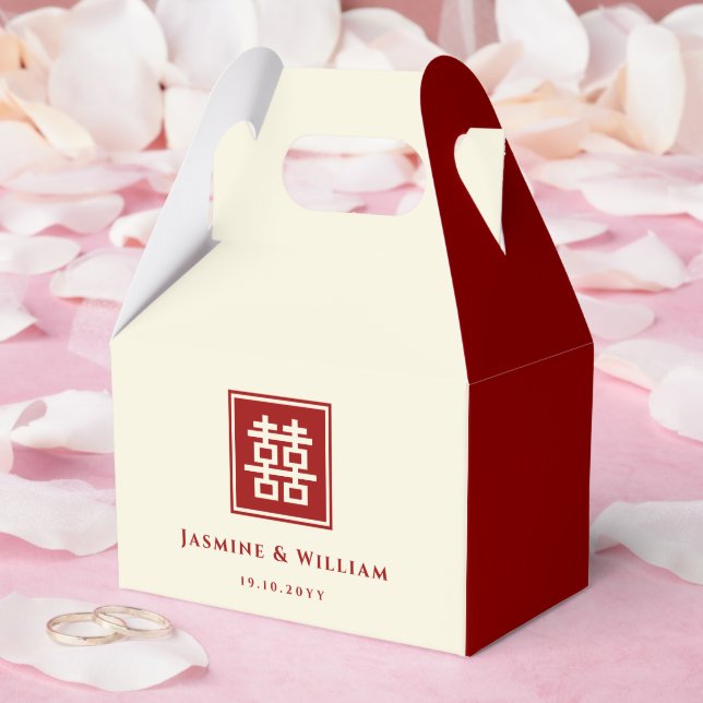Classic Square Double Happiness Chinese Wedding Favor Box (Wedding)