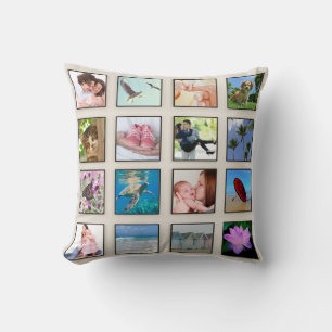 Classic Square Frame Custom Photo Collage Throw Pillow