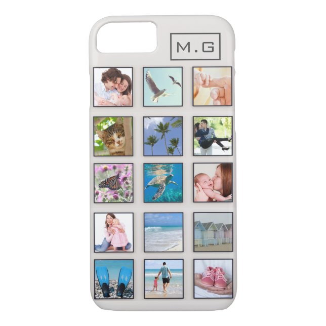 Classic Square Frame Photo Collage Case-Mate iPhone Case (Back)