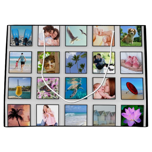 Classic Square Frame Photo Collage Large Gift Bag (Front)