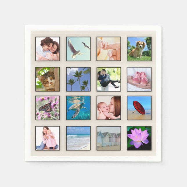Classic Square Frame Photo Collage Napkin (Front)