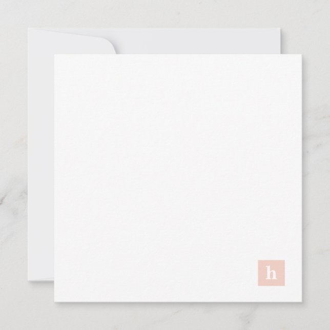 Classic Square Monogram Personalized Pastel Peach Card (Front)