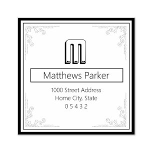 Classic Square Monogram Return Address  Rubber Stamp