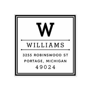Classic Square Monogram Return Address Rubber Stamp