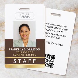 Classic Staff ID Name Logo Brown Gold Gradient Badge