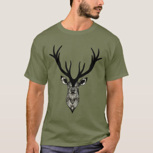 Classic Stag Deer Head Black Grey Animal T-Shirt