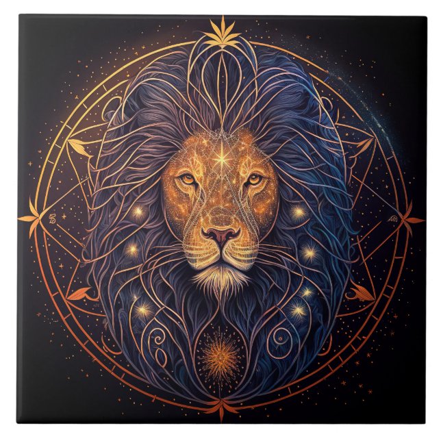 Classic Stained Glass Pattern in Blue, Green, Red Tile (Front)