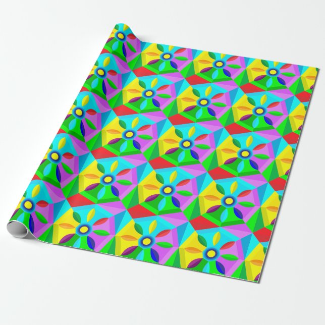 classic star flower wrapping paper (Unrolled)