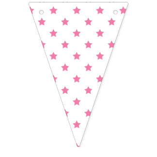 Classic Stars Fuchsia Pink - White Bunting Flags