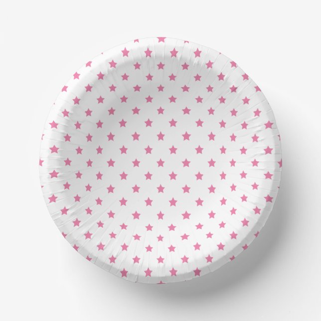 Classic Stars Fuchsia Pink - White Paper Plate (Front)