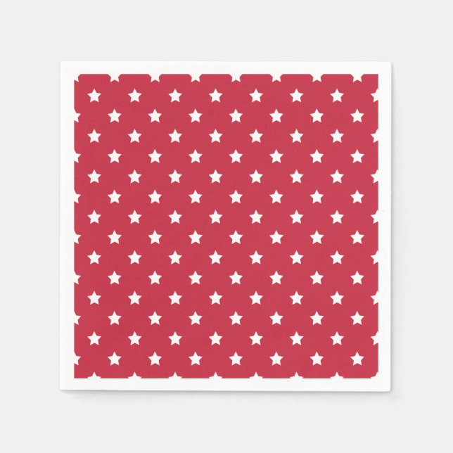 Classic Stars White - Cherry Red Napkin (Front)