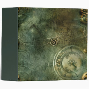 Classic Steampunk Clockwork Emerald Green Binder