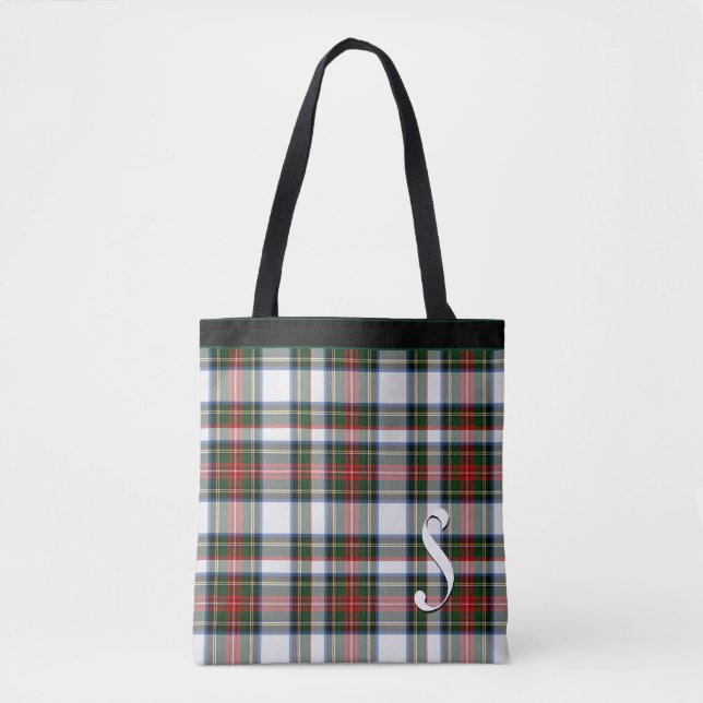Classic Stewart Dress Plaid Monogrammed Tote (Front)