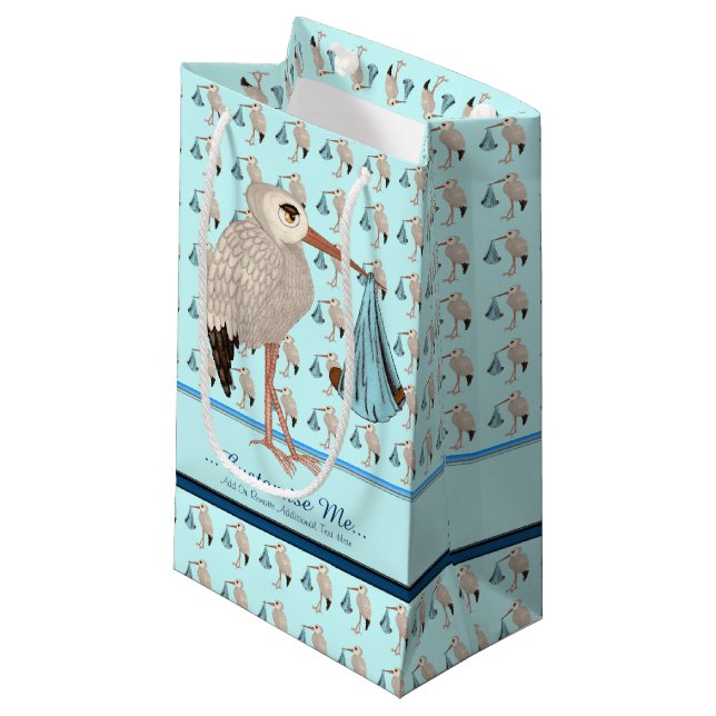 Classic Stork (Blue) 2 Small Gift Bag (Front Angled)