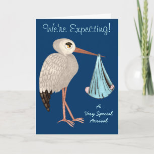 Classic Stork (Blue) (Baby Shower) Announcement