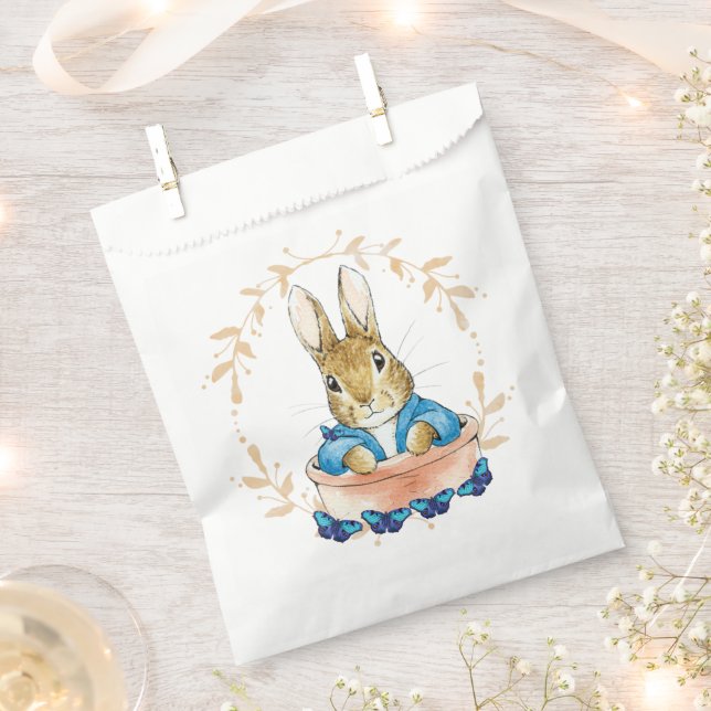Classic Story Book Rabbit in plant pot Favour Bag (Clipped)